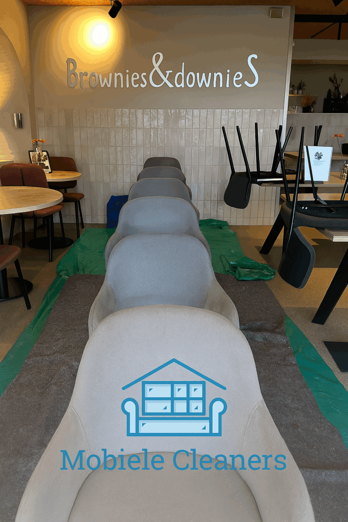 Horecastoelen reinigen bij Brownies&downieS in Waalwijk door Mobiele Cleaners