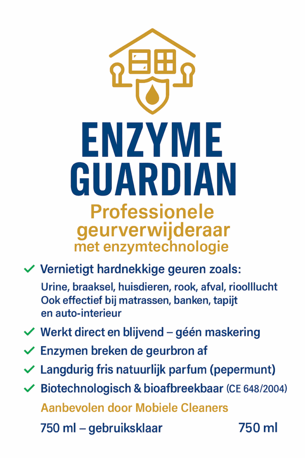 Enzyme Guardian geurverwijderaar sprayflacon 750ml – professionele enzymreiniger van Mobiele Cleaners