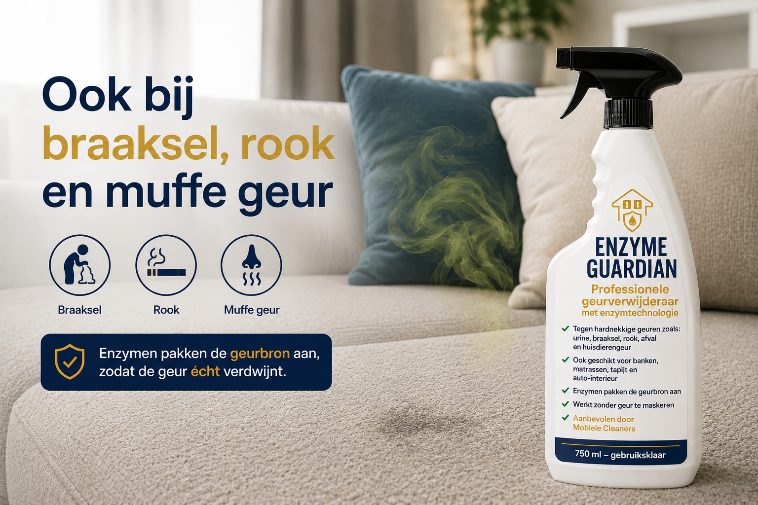 Enzyme Guardian – Professionele Geurverwijderaar met Enzymtechnologie (750 ml) - Afbeelding 4