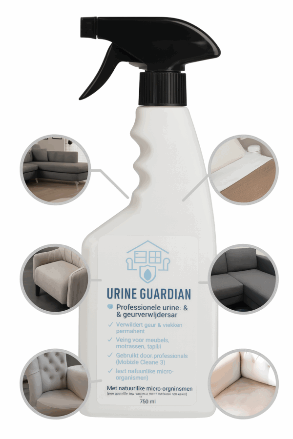 Urine Guardian sprayfles – professionele urine- en geurverwijderaar gebruikt door Mobiele Cleaners