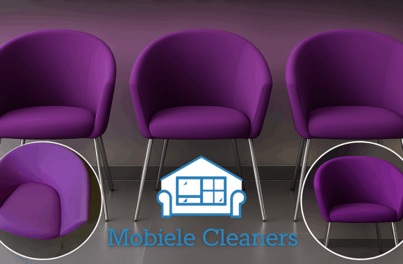 Professionele stoelreiniging in Rotterdam – paarse stoffen stoelen voor en na reiniging zichtbaar schoner