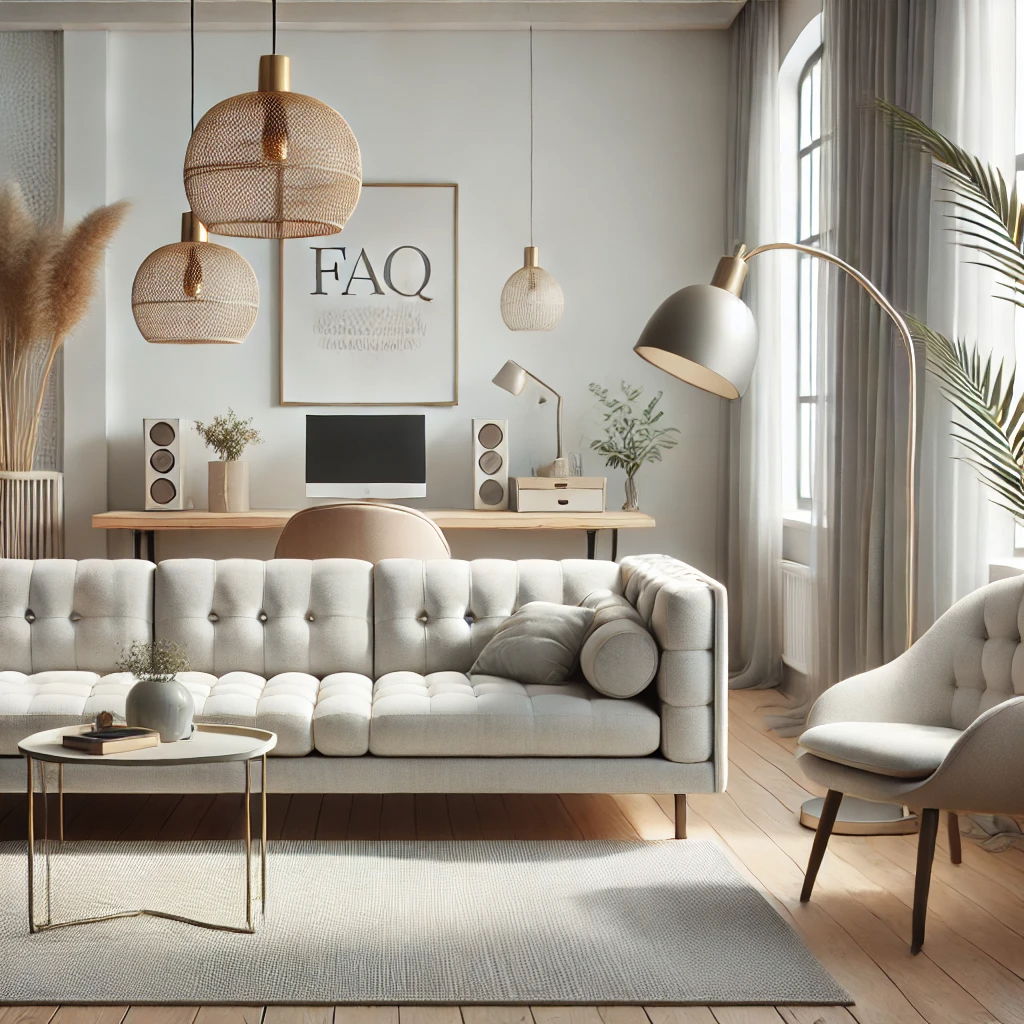 Een schone, professioneel gereinigde bank in een lichte en moderne woonkamer. De afbeelding straalt frisheid en kwaliteit uit