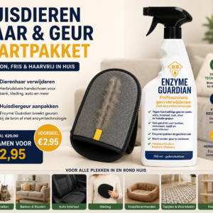 Huisdieren Haar & Geur Startpakket – Enzyme Guardian 750ml + dierenhaar handschoen