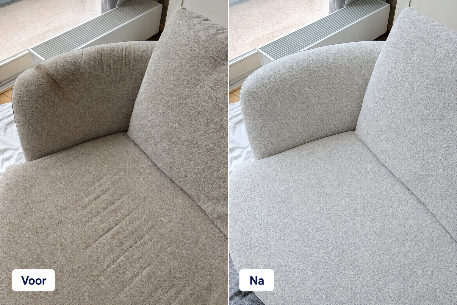 Stoelen voor en na professionele reiniging
